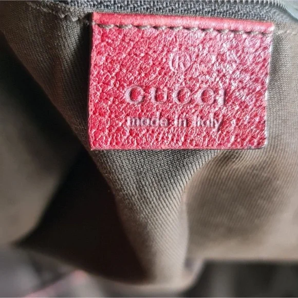 GUCCI - Authentic Large GG Red/Brown Canvas Tote - Picture 4 of 9